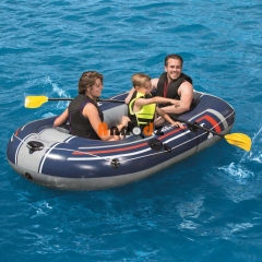 قارب متين قابل للنفخ لـ 3 أشخاص مع مجادف طويلة لاستمتاع بأجواء ...