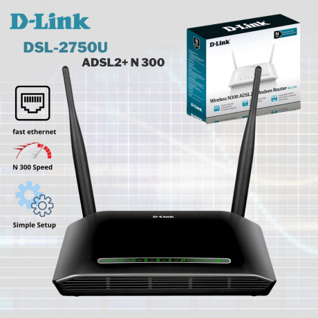 D-Link Modem Routeur Sans-Fil Wifi Adsl2+ N 300 Dsl-2750U Usb Double Antenne